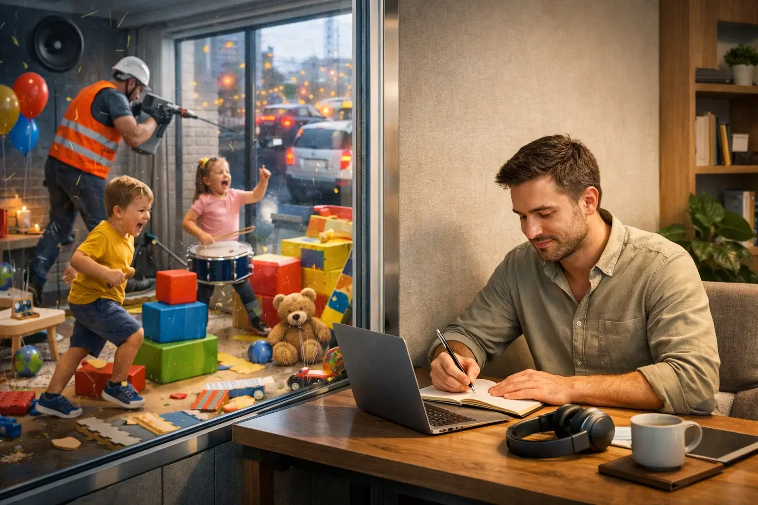 Работа в тишине рядом с шумной детской игровой зоной